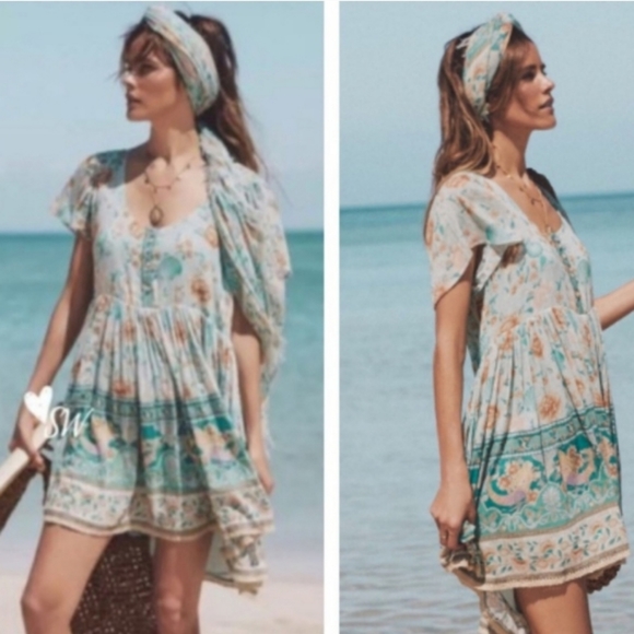 Spell Dresses & Skirts - SPELL Mermaid Print Mini Dress Size M NWOT